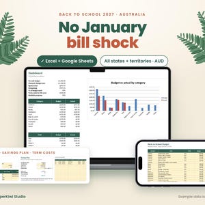 Back to School Budget Planner 2027 Australia, School Uniform Booklist Tracker, Term Costs, Kids School Costs, Excel Google Sheets