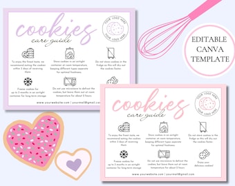 Cookie Pflegekartenvorlage, bearbeitbare Cookie-Pflegeanweisungen, Canva-Vorlage für Cookie-Pflegeanweisungen, Cookie-Pflegeanleitung