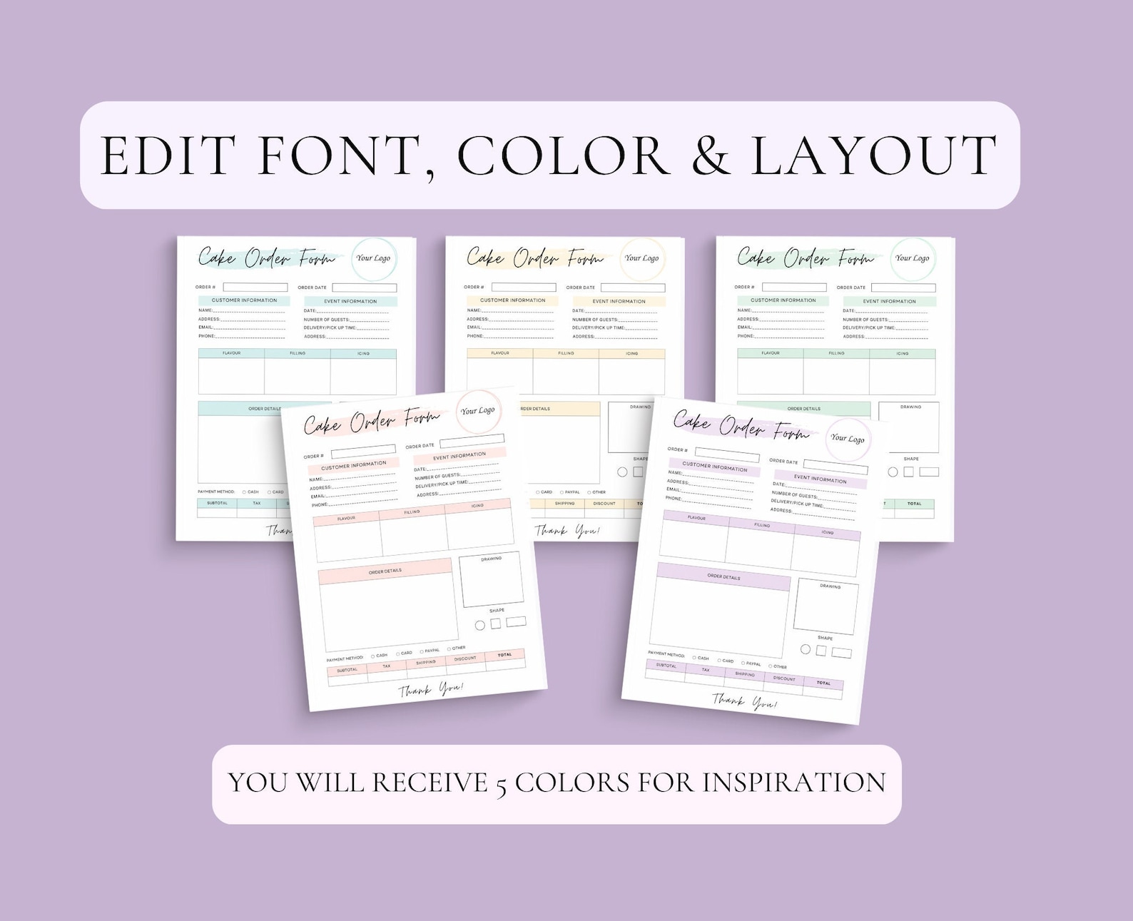 Editable Cake Order Form Template, Custom Bakery Order Form Canva ...