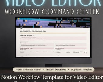 Video Editor Notion Vorlage | Freelance Workwork, Klient Tracker (Digitaler Download)