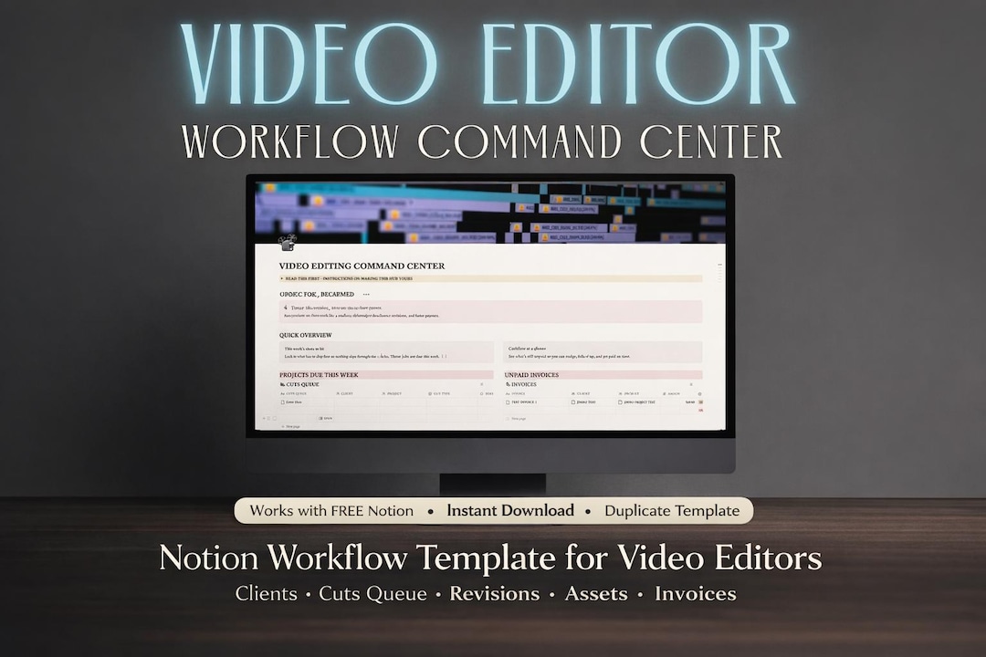 Workflow Command Centre Examples Video Editor Workflow Command Center BUNDLE | Notion Template for ...