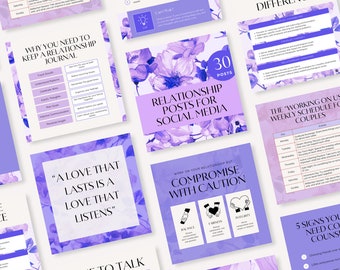 Plantillas de publicaciones de Instagram para coaches de relaciones: Paquete de redes sociales (Canva)