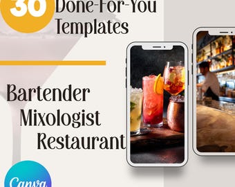 Restaurant Social Media Templates: Cocktail & Event Promotion in Canva