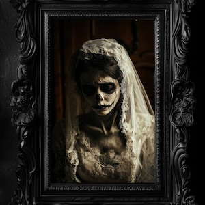 Gothic bride picture to download, Printable gothic painting, Printable gothic decor, Printable Halloween decoration