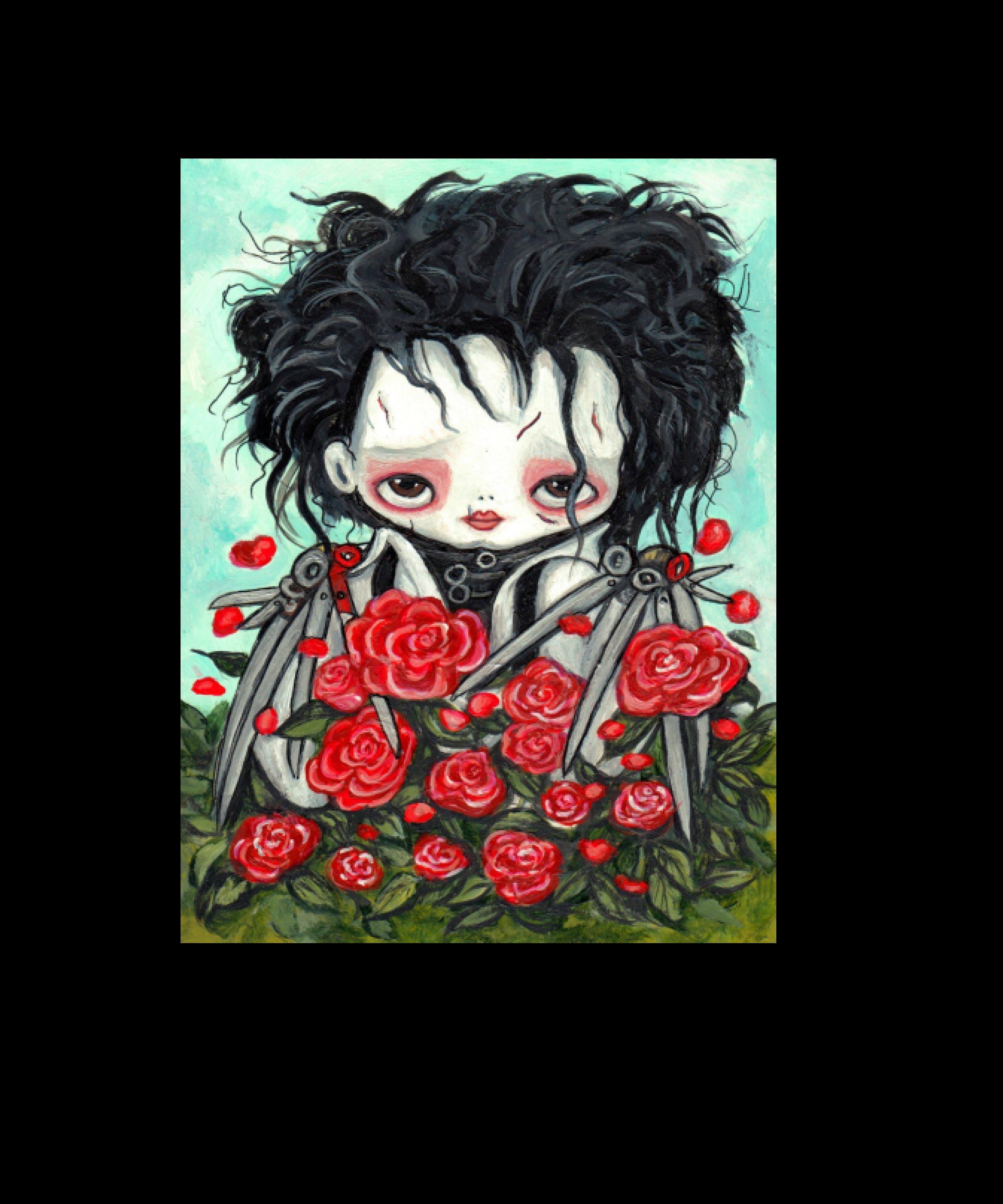 Lámina artística de Eduardo Manostijeras con rosas rojas, 5 x 7 - Etsy  México, image size:2500x3000