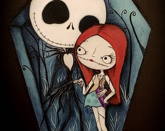 Jack and Sally sticker  --- Cute couple skeleton skull coffin Art Vinyl Stickers