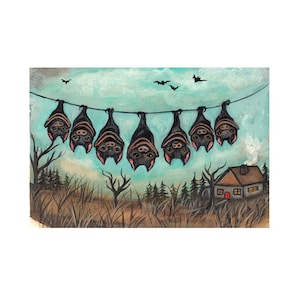 Vleermuisprint gothickunst spookachtige dierenprints 8 x 10 wanddecoratie