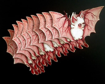 Albino Bat Sticker: Spooky Pink Art Decal