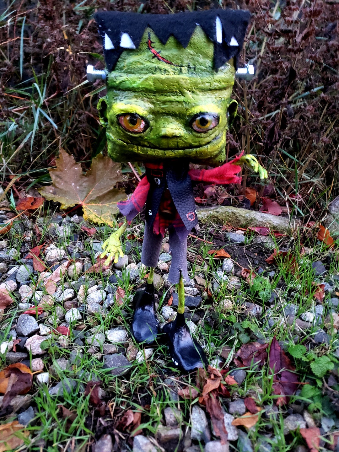 Frankenstein Art Doll Monster Guy Spooky Hand Painted Large Etsy