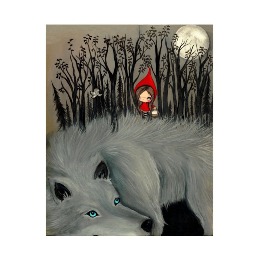 Wolf Print Little Red Riding Hood Art Large Print 11 X 14 Surreal Wall