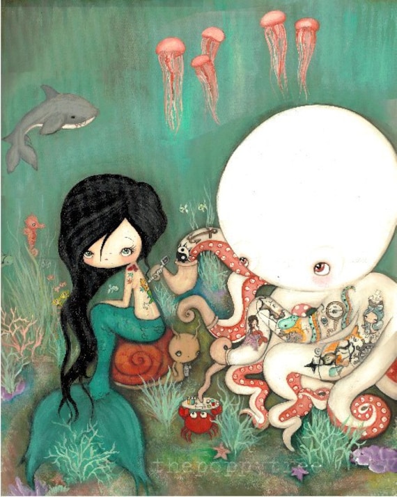 Girl octopus tattoo
