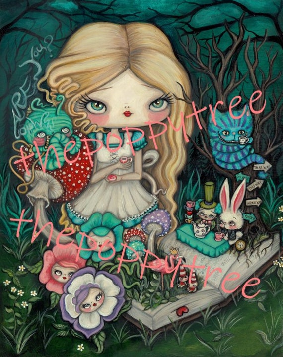 Alice Prints Wonderland Art Surreal Flowers Cheshire Mad