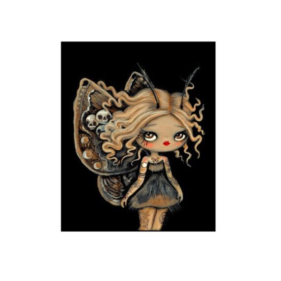 Tattooed Moth Girl Art Print: Pop Surrealism Wall Decor (8x10) - Etsy