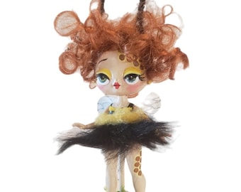 Fuzzy bee art doll cute collectable bee girl dolls