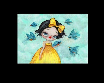 Snow white print surreal fairy tale art  pop surrealism 8 x 10 wall decor