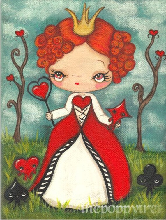items similar to queen of hearts print cute alice in