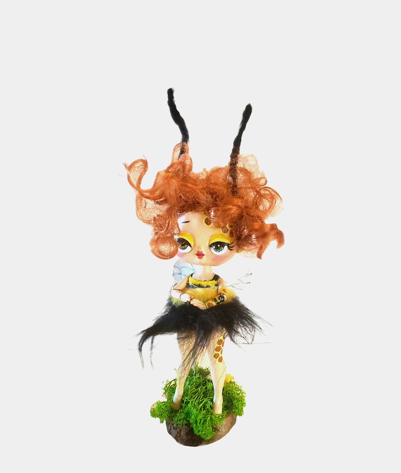 Fuzzy bee art doll cute collectable bee girl dolls image 4
