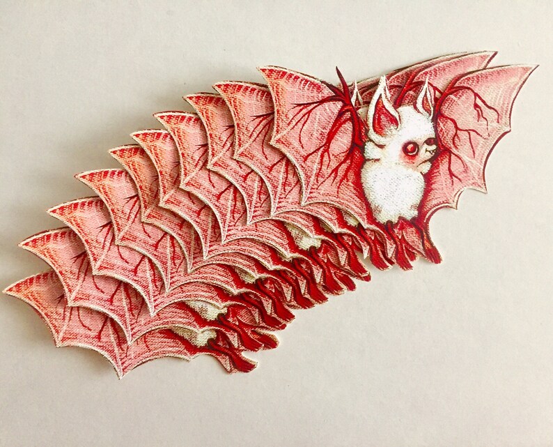 Albino Bat sticker Cute pink bat Art Vinyl Sticker Etsy