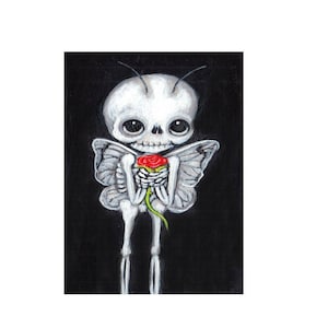 skeleton print shy cute skeleton butterfly art prints 5 x 7 wall decor