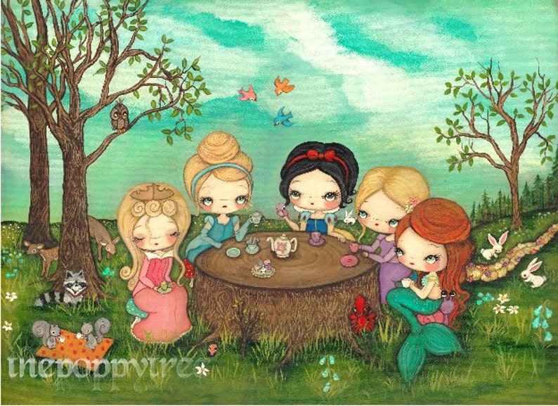 Princess Print Original Art Nursery Children Snow White Etsy