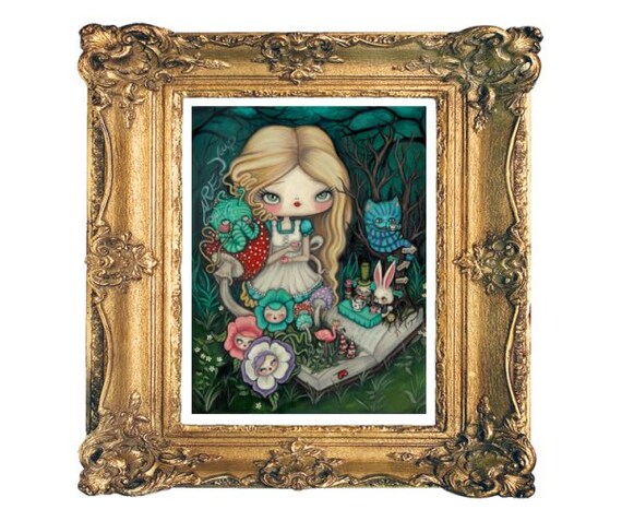 Alice Prints Wonderland Art Surreal Flowers Cheshire Mad