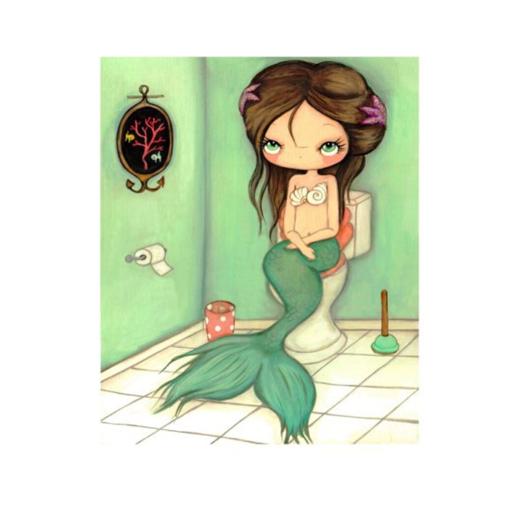 Bathroom Wall Decor Mermaid Print Nautical Art Surreal Bathroom Art ...