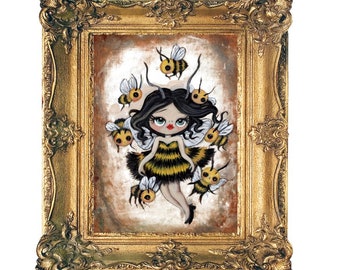 bee print bee carousel girl fuzzy bees acrylic prints fuzzy bug art 8 x 10 wall decor