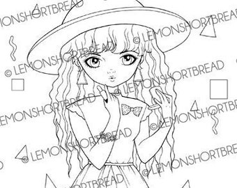 80s Fashion Girl Digital Stamp: Retro Anime Coloring Page (Download)