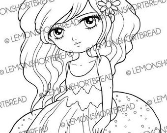 Digital Stamp Mushroom Fairy Pixie, Digi Coloring Page, Toadstool Autumn Fall, Fantasy Girl, Anime Art, Crafts Download