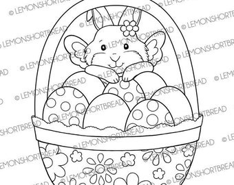 Easter Bunny Fairy Digital Stamp, Digi Coloring Page Download, Cute Rabbit, Crafting Clip Art Graphic, Children's Craft
