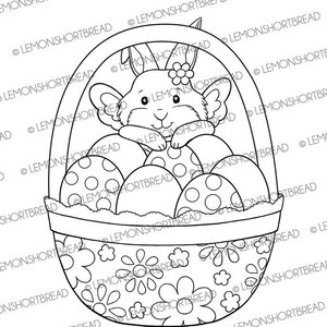 Easter Bunny Fairy Digital Stamp, Digi Coloring Page Download, Cute Rabbit, Crafting Clip Art Graphic, Children&#39;s Craft