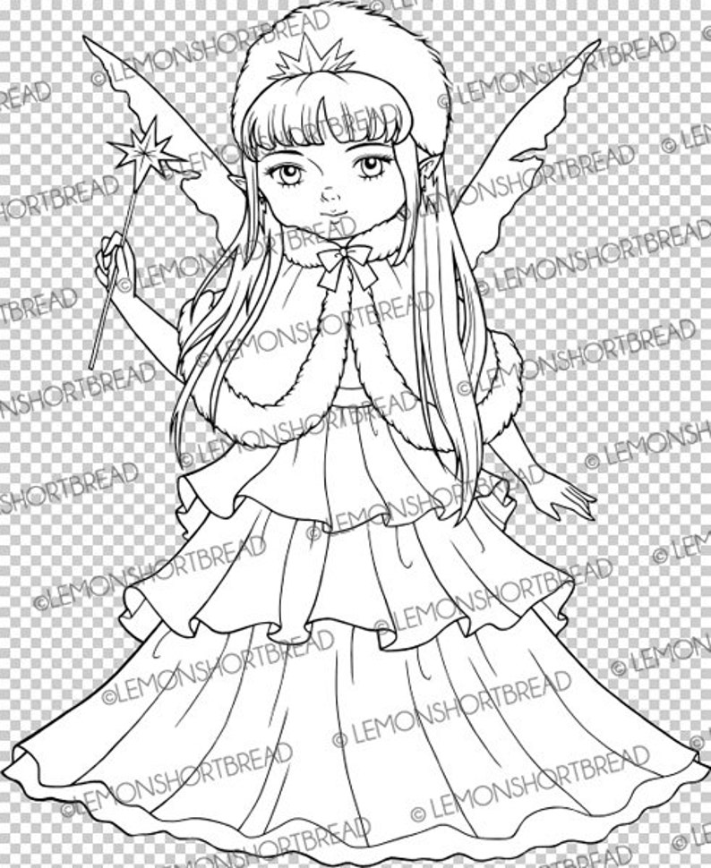 Digital Stamp Winter Fairy Digi Fantasy Coloring Page Ice | Etsy