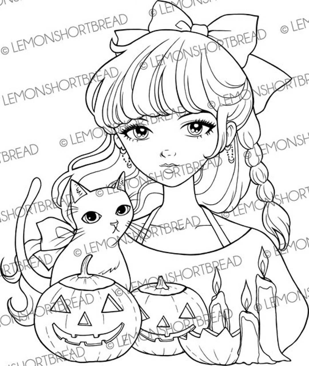 Pumpkin Witch DIGITAL STAMP Lineart Coloring Instant - Etsy