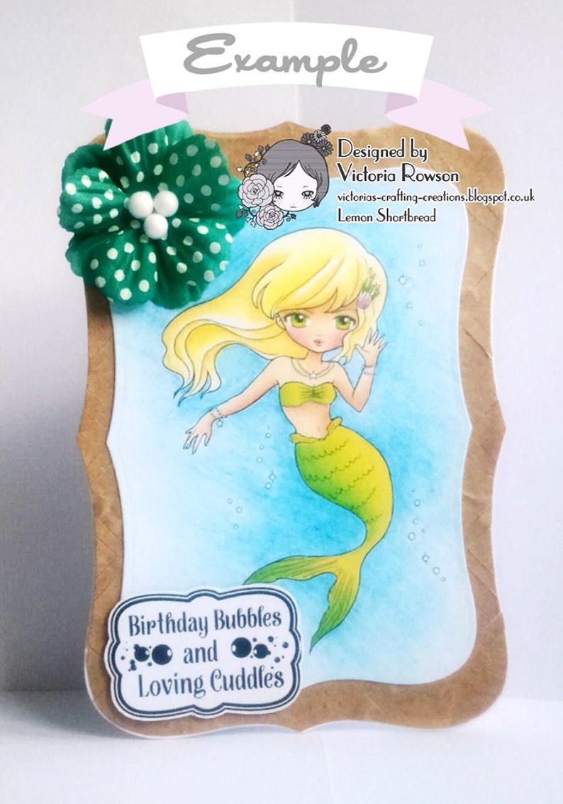 Digital Stamp Mermaid Waving, Digi Fantasy Girl, Coloring Page Fairytales, Big Eyed Clip Art, Télécharger image 6