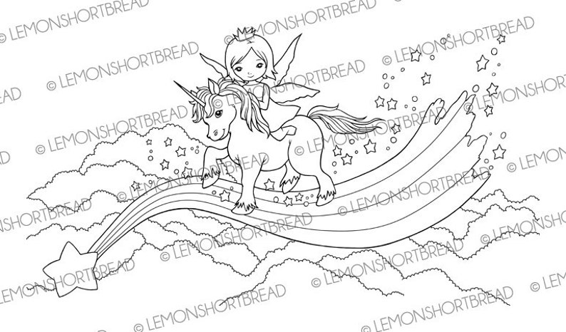 Digitale Stempel Rainbow Unicorn Fairy Digi Fantasy Leuk Etsy