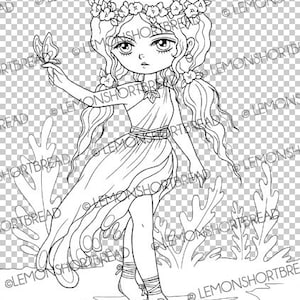 Digital Stamp Flower Toga Fairy Girl Digi Coloring Page ...