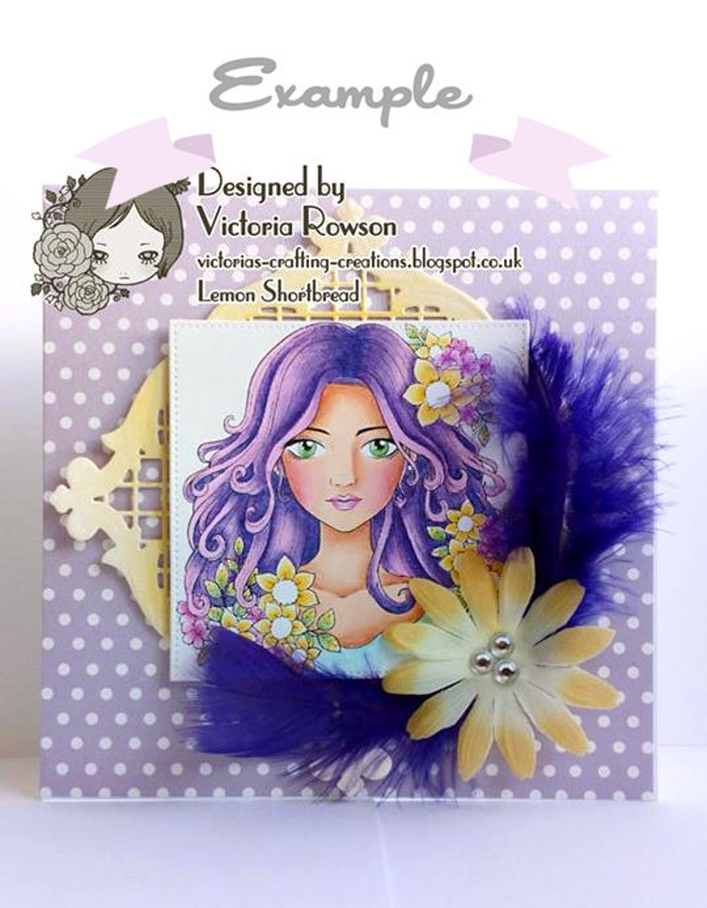 Digital Stamp Flowers Curls Girl, Digi Adult Coloring Page, Lady Face, Summer Florals, Fantasy Line Art image 4