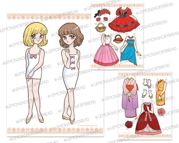 Printable Paper Dolls Dress up Kit Floral Daisy Outfits -  Portugal