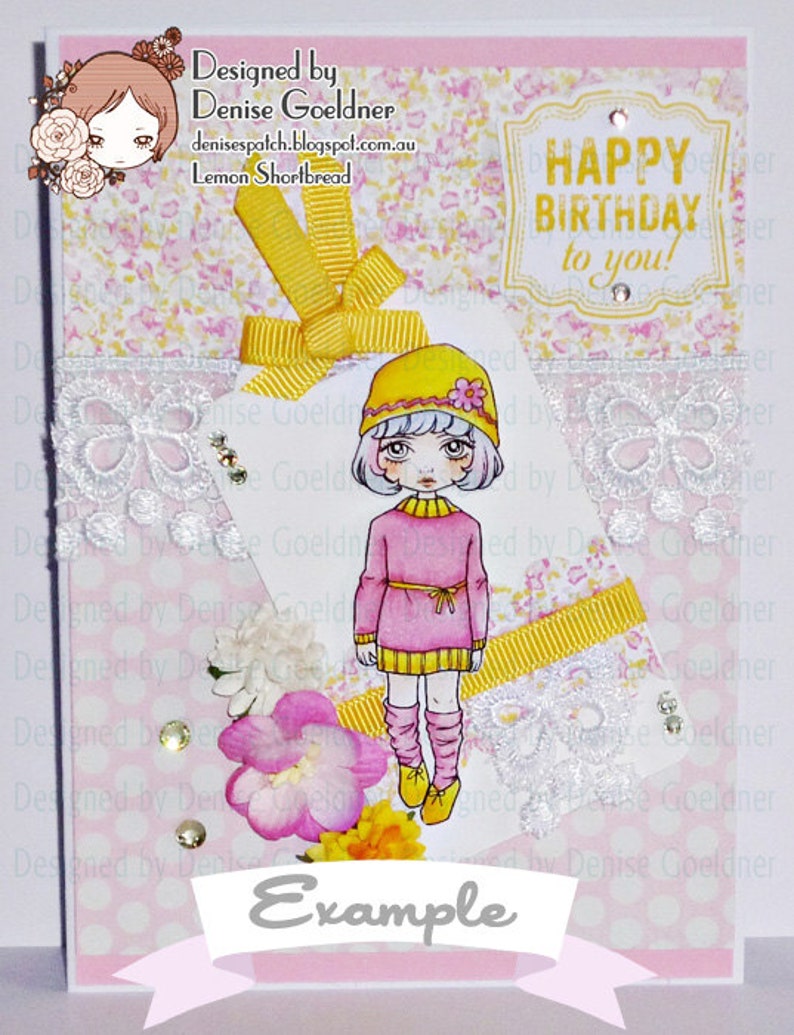 Digital Stamp Beanie Girl, Digi Autumn Fall Winter, Printable Colouring Page, Christmas, Big Eyed Art, Download image 3