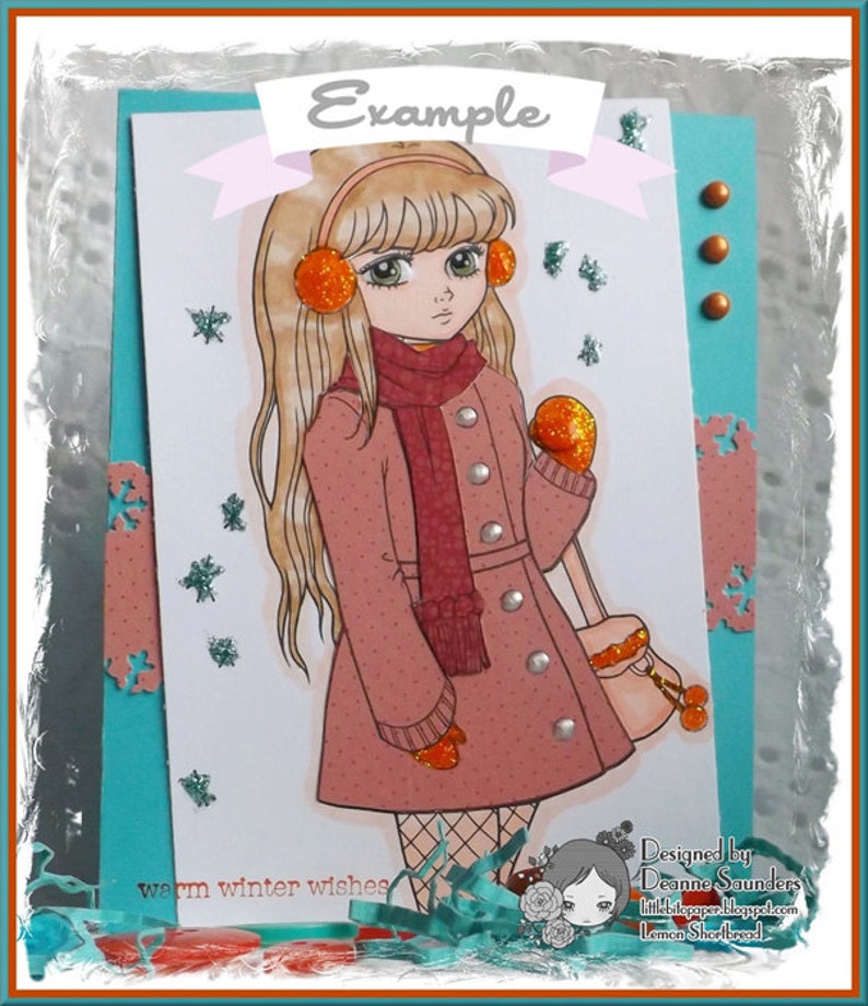 Digital Stamp Winter Sulk Girl Digi Coloring Page Snow Anime | Etsy