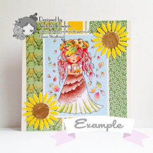 Digital Stamp Autumn Spice, Digi Fairy Girl, Pumpkin Fall Leaves, Printable Coloring Page, Fantasy Anime Art image 5