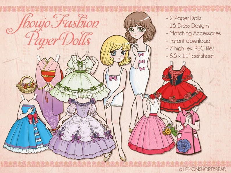 Printable Paper Dolls Fashion Digital Download Children's - Etsy