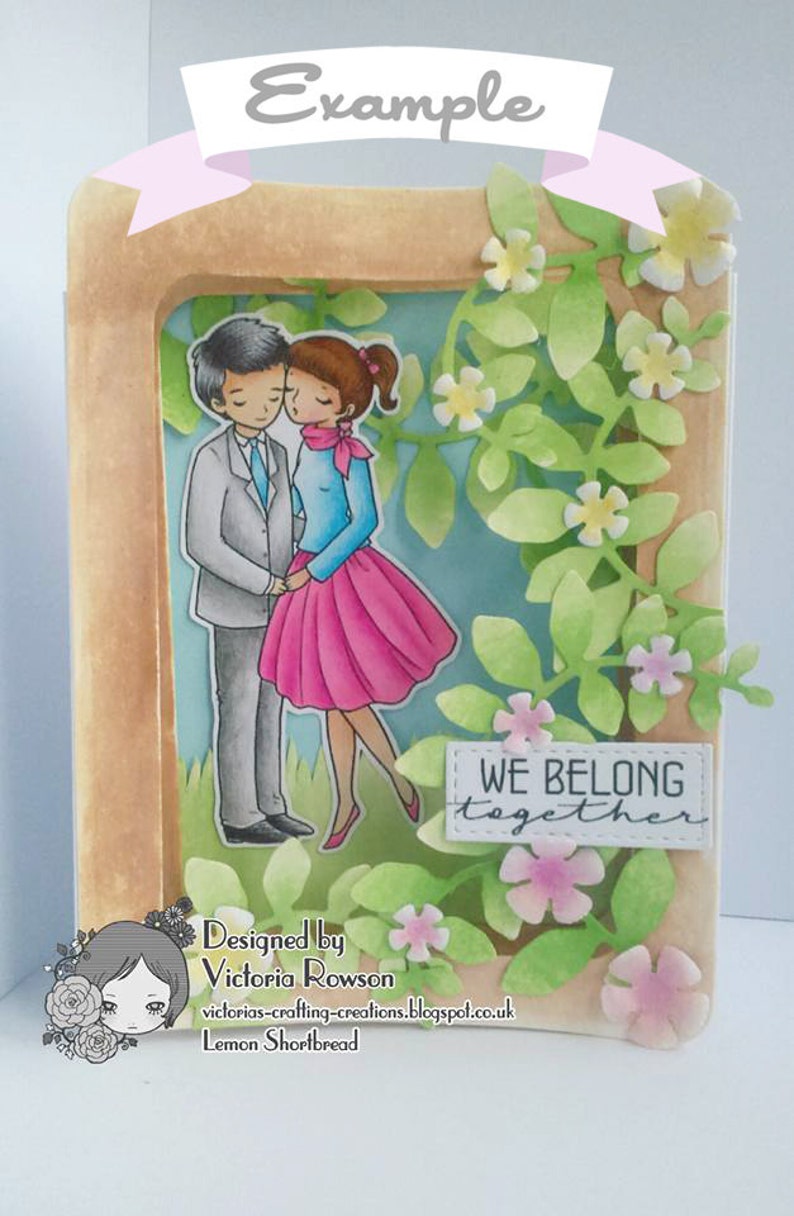 Digital Stamp Kisses Kissing Couple, Digi Coloring Page Download, Valentine's Day Love, Romantic, Scrapbooking image 4