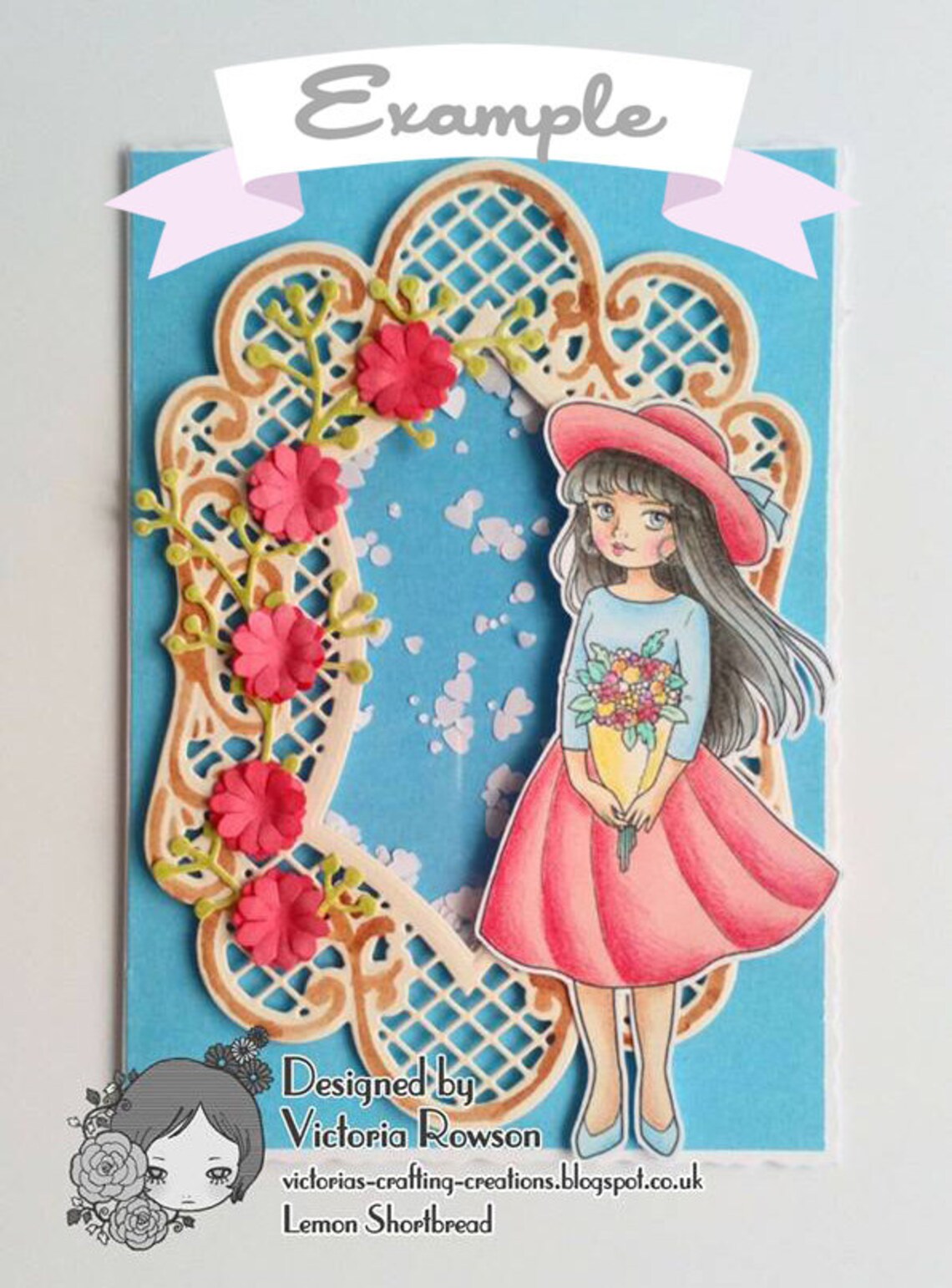 Digital Stamp Hat Bouquet Girl Digi Download Coloirng Page Etsy