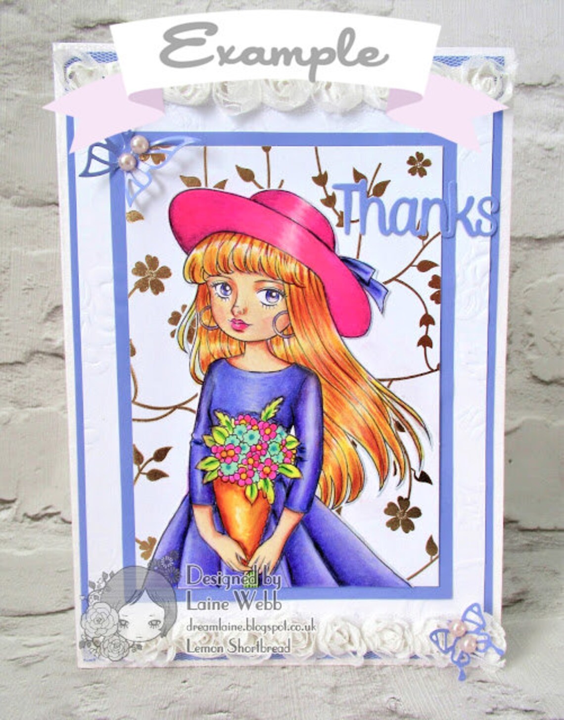 Digital Stamp Hat Bouquet Girl Digi Download Coloirng Page Etsy