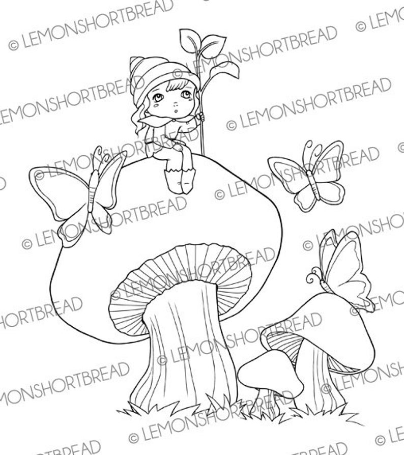Download Digital Stamp Mushroom Land Fantasy Digi Download Coloring ...