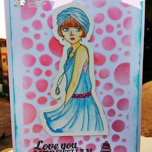Digital Stamp Flapper Twirl Girl, Art Deco Digi Vintage Fashion Summer, Coloring Page, Clip Art Instant Download image 4