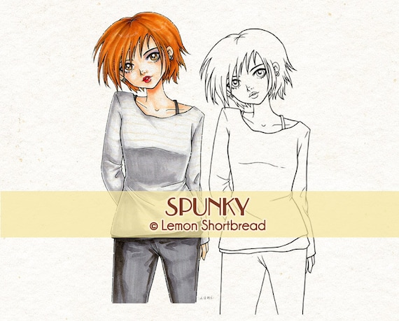 Spunky Girl Digital Stamp: Grunge Teen Coloring Page (Digi Download)