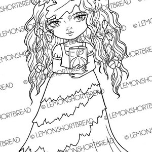 Digital Stamp Autumn Spice, Digi Fairy Girl, Pumpkin Fall Leaves, Printable Coloring Page, Fantasy Anime Art image 3