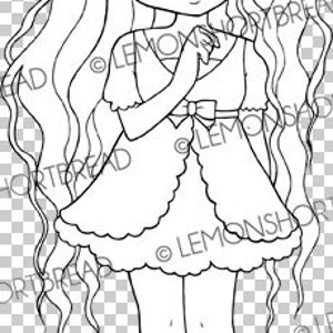 Digital Stamp Posies Girl, Digi Coloring Page, Floral Flowers, Cute Children, Thinking of You, Card Making Crafts, Anime Art image 2